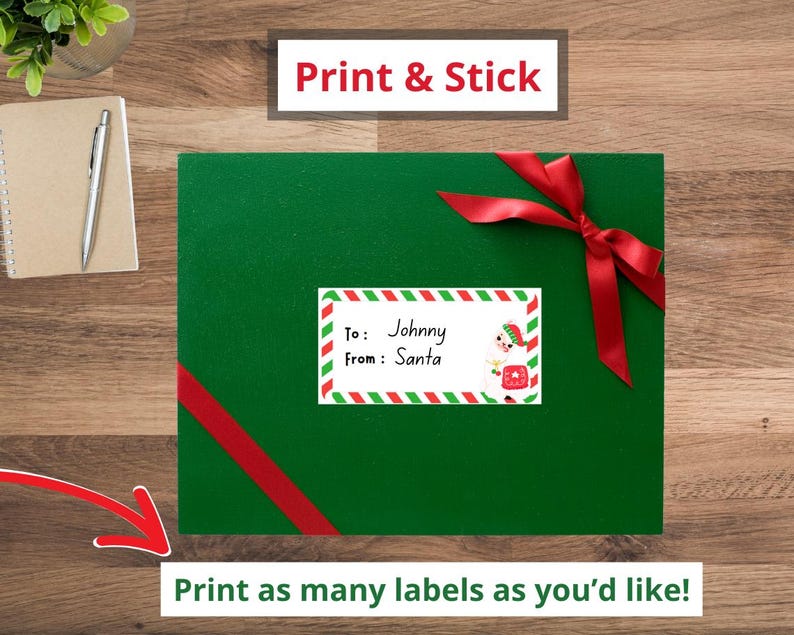 Christmas Llamas Gift Labels, Printable 2" X 4" Gift Labels, Christmas ...