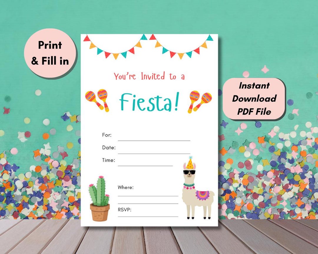 Llama Birthday Invitation, Printable Llama Invitation to Fill In - Etsy