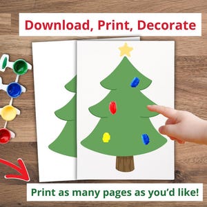 Finger Paint Christmas Tree | Printable Christmas Crafts for Kids - Etsy