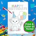 Happy Birthday Coloring Card Monkey Design, Instant Download Birthday Coloring Card, Printable ...