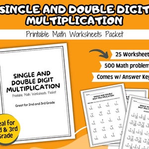 Single and Double Digit Multiplication Worksheets | Printable Math Packet for Kids | 2nd and 3rd Grade Math Practice