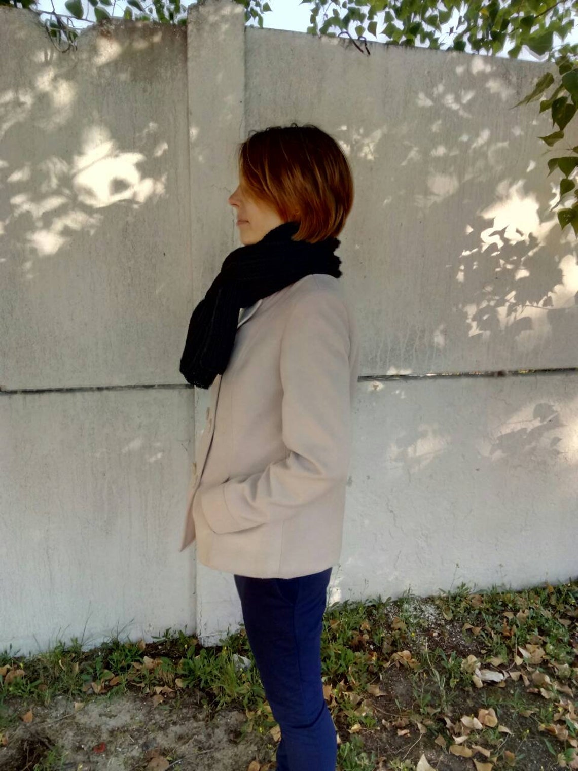 Black wool scarf mens black scarf light weight scarf Etsy