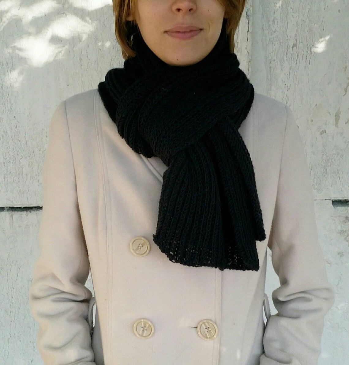 Black wool scarf mens black scarf light weight scarf Etsy