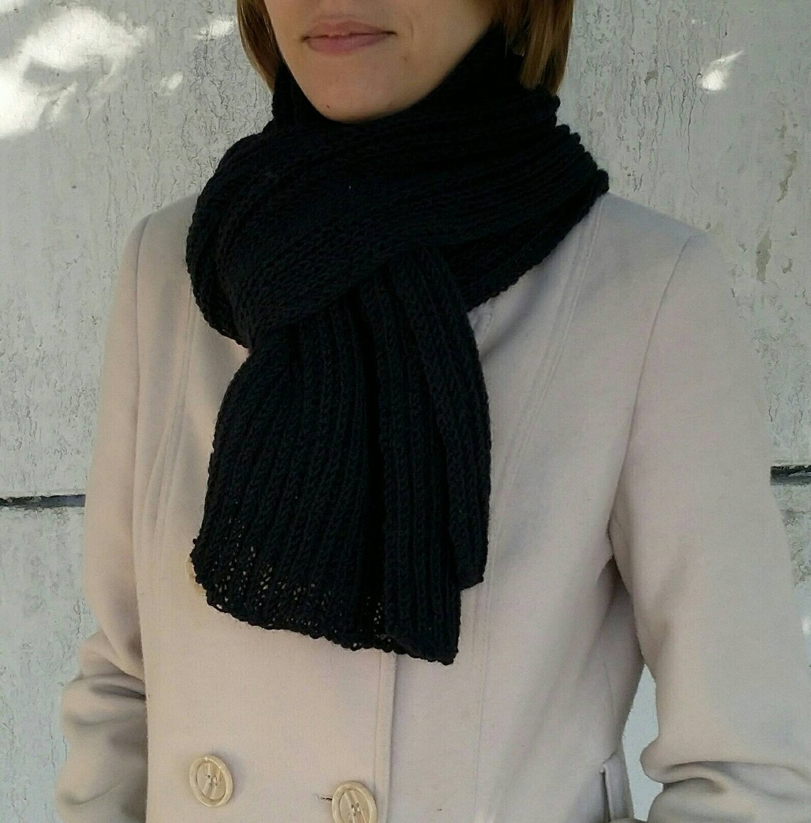 Black wool scarf mens black scarf light weight scarf Etsy