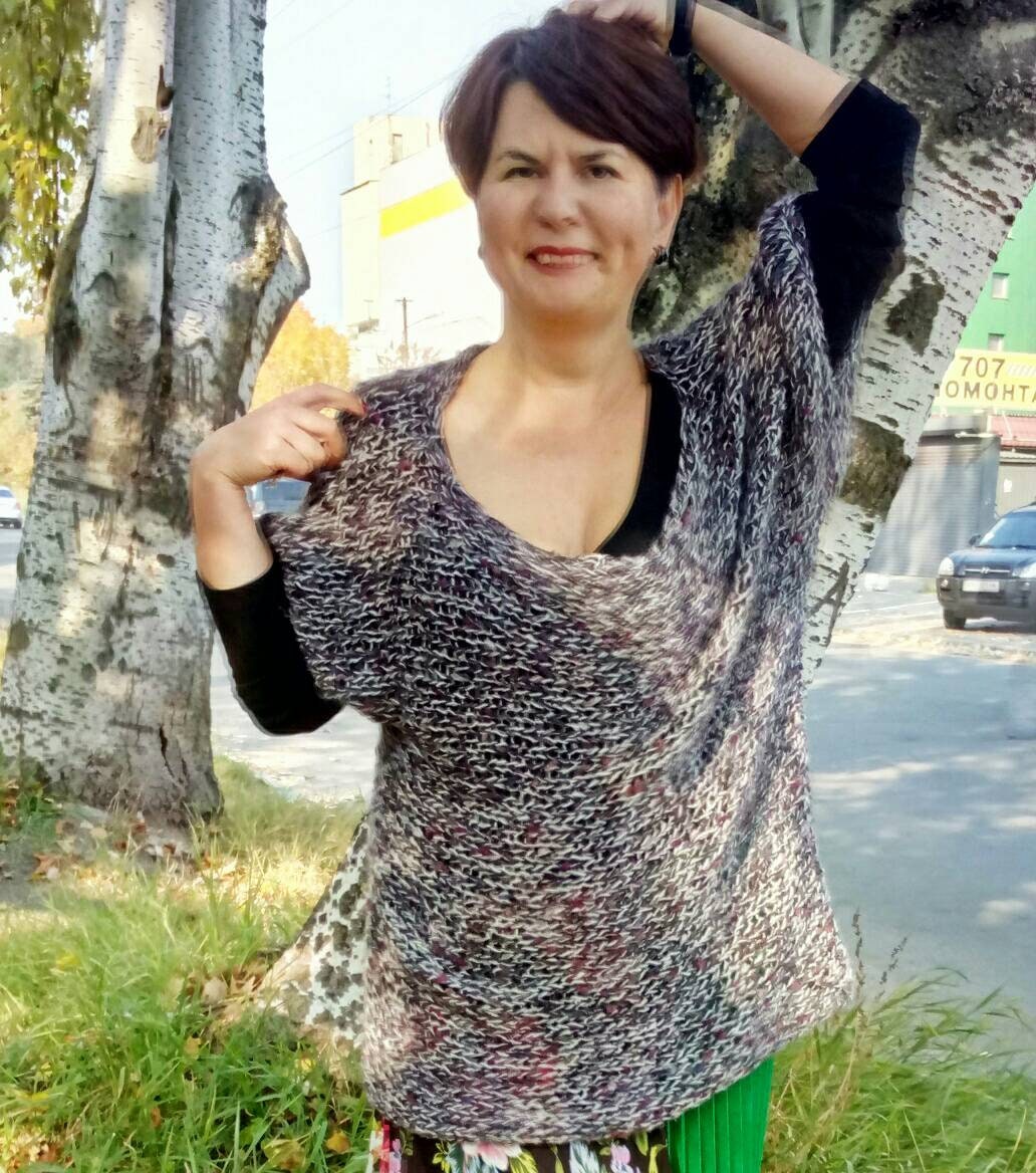 Loose sweater with 3 4 sleeve oversized off shoulder hand Etsy