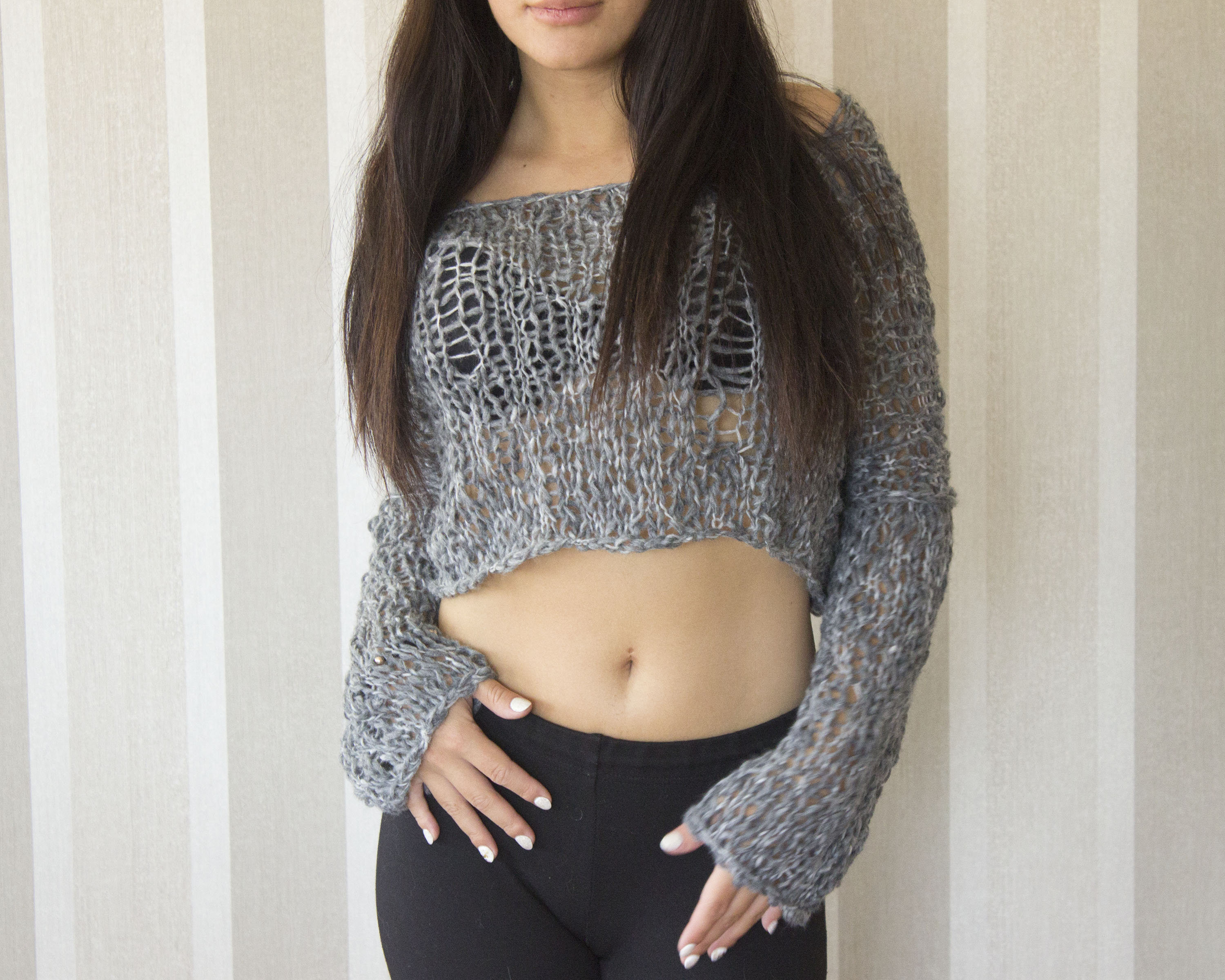 Loose crop top sweater Clearance