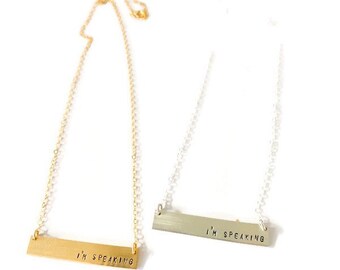 I’m speaking/ Kamala Harris/ empowerment/ female/ girl power/ RBG/ Ruth bader Ginsberg/ 2020/women empowerment/ inspirational jewelry/ 14k