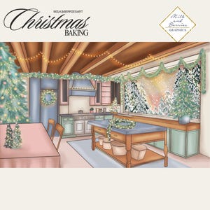 Cuisine de Noël : illustration de la scène, graphique de l'agenda, autocollant de l'agenda, matériel de scrapbooking, stock graphique