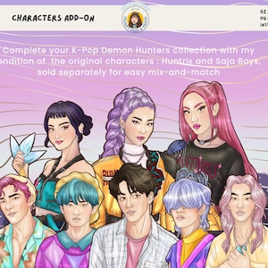 Huntrix & Saja Boys | Idols Planner Clipart Set Add on | K-Pop Demon Hunters Inspired Sticker Material Digital Sticker Instant Download