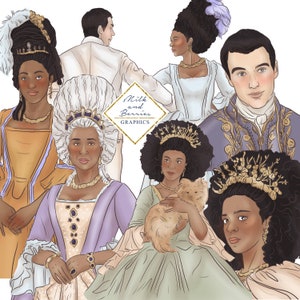 Queen Lottie: imágenes prediseñadas de personajes de Bridgerton, gráfico de planificador, pegatina de planificador, material de álbum de recortes, material gráfico