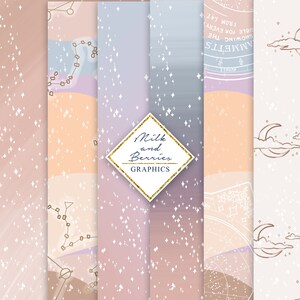 Hemels: digitaal papierpakket, grafische planner, plannersticker, plakboekmateriaal