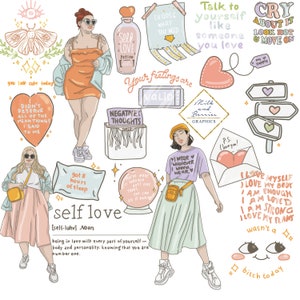self love: Clipart, Planner Graphic, planner sticker, scrapbook material, graphic stock