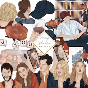 Stalker: Clipart, Digital Paper, Scene Illustration, Fashion Girl. TV Series Inspired Set