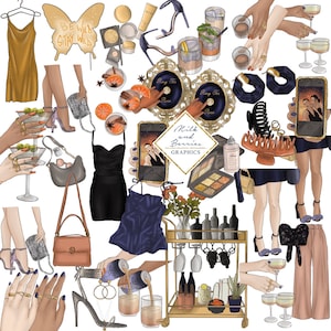 Girls Night Out: Clipart, Ilustración, Planner Clipart, Gráfico, Descarga digital