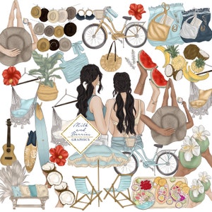 Island Life: Clipart, Planner Graphic, autocollant de planificateur, matériel d’album, stock graphique