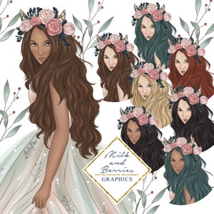 Wald Nymphe: Fashion Girl, Planner Grafik, Planer Sticker, Scrapbook Material