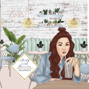 Planner Girl Cafe Date: Fashion Girl, Scene, Planner Graphic, planner sticker, scrapbook material