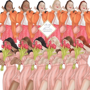 Rosa Frühling: Fashion Girl, Clipart, Illustration, Planer Clipart, Grafik, Digital Download