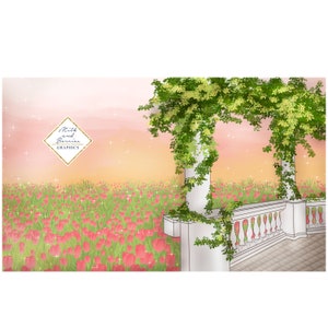 Primavera Rosa: Ilustración de escena, Imágenes Prediseñadas, Ilustración, Imágenes Prediseñadas de Planificador, Gráfico, Descarga Digital