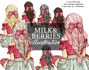 Pinky Christmas Girl - Clipart Clip art Add on : Skin tone Hair Color Variation Planner Graphics
