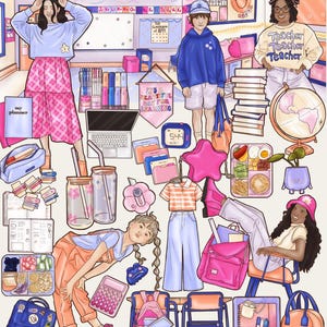 Schooldagen clipart: terug naar school planner clipart PNGs planner sticker materiaal digitale sticker direct downloaden