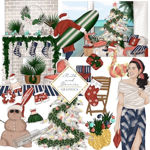 Christmas in Summer: Clipart, Scene, Planner Graphic, planner sticker, scrapbook material