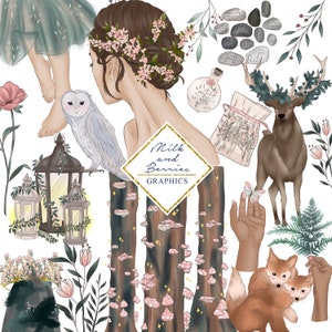 Forest Nymph: Clipart, Planner Graphic, planner sticker, scrapbook material