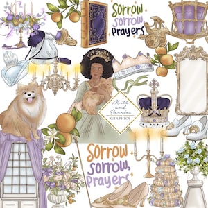 Queen Lottie: Bridgerton Clipart, Planner Graphic, pegatina del planificador, material de álbum de recortes, material gráfico