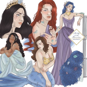 Siren's Spell: Fashion Girl, Clipart, Illustration, Planer Clipart, Grafik, digitaler Download