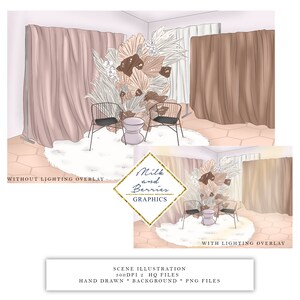 Haute: Illustration de scène, Arrière-plan, Matériel d’album