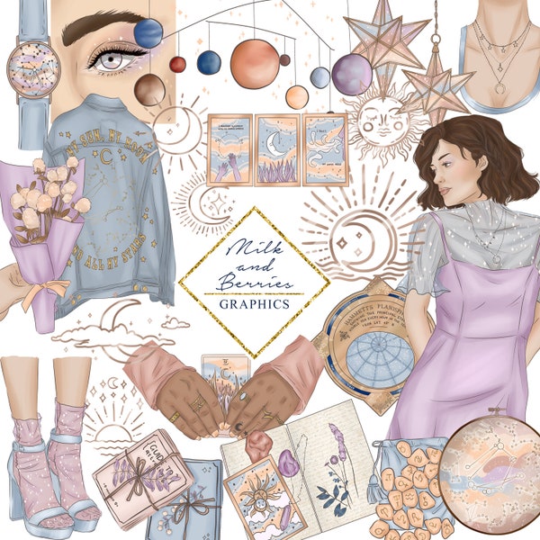 Celestial: Clipart, Planner Graphic, planner sticker, scrapbook material