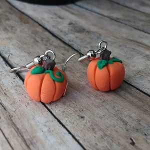 Halloween Pumpkin Earrings Miniature Food Jewelry Unique Gift for Her Polymer Clay Fall Autumn Dangle Earrings