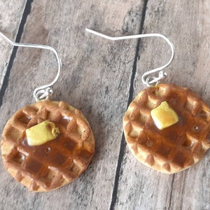 Waffles with syrup and butter miniature food jewelry waffle earrings breakfast food breakfast earrings waffle jewelry unique gift