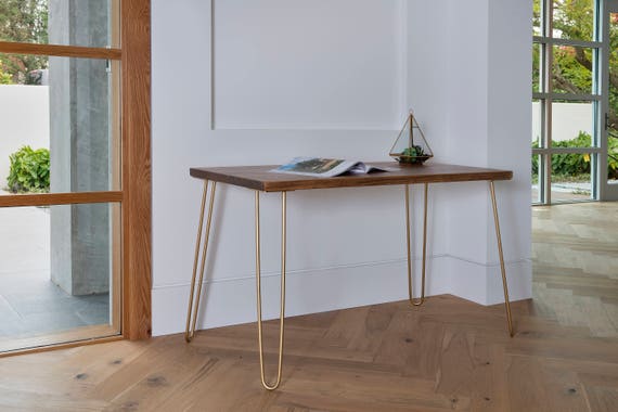 Gold Hairpin Legs Industrial Modern Desk Modern Rustic Desk Etsy