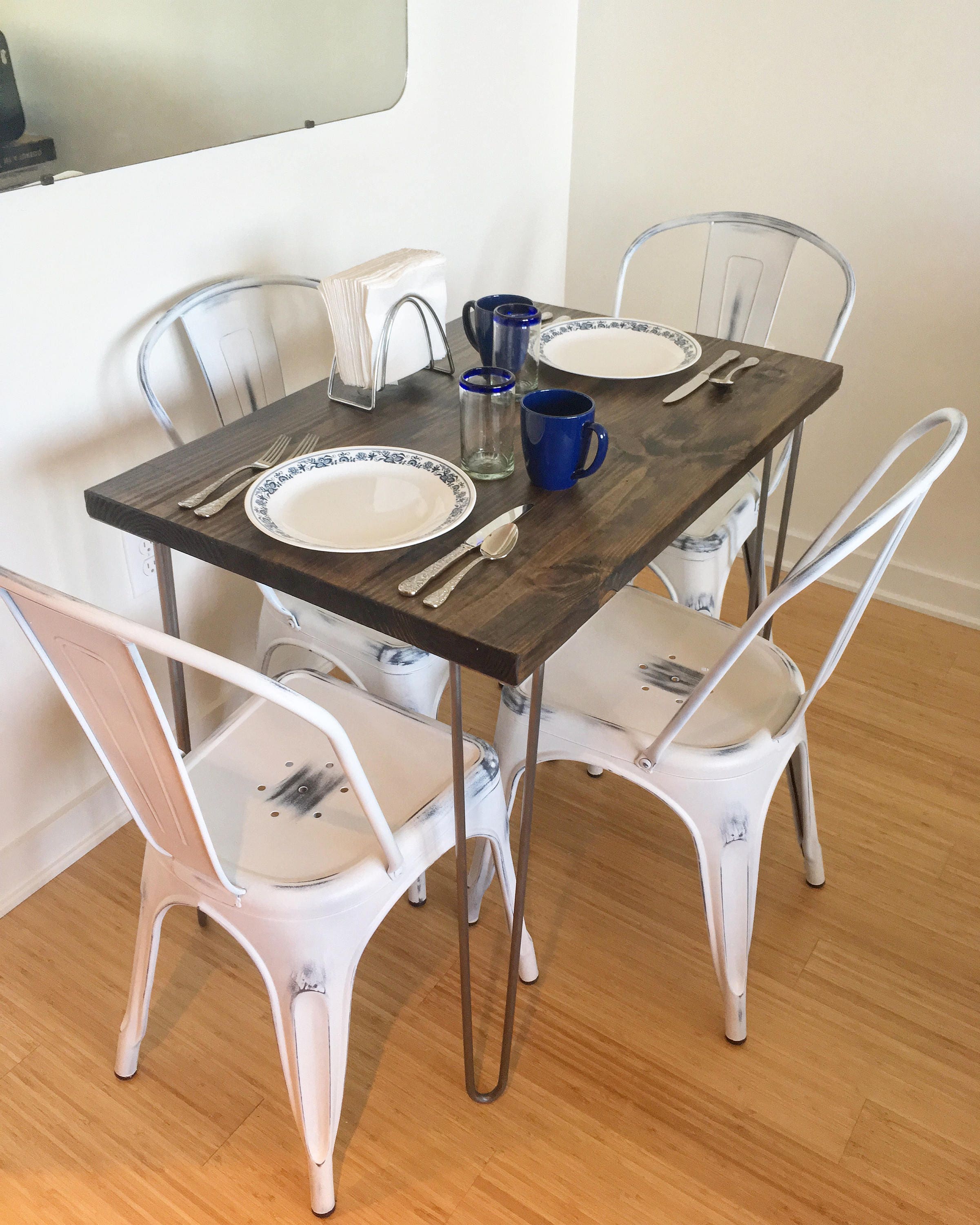 modern rustic dinette kitchen table hairpin legs industrial kitchen table dining table cafe table bistro restaurant table dark walnut - Kitchen Table Cafe modern rustic dinette kitchen table hairpin legs industrial kitchen table dining table cafe table bistro restaurant table dark walnut - Kitchen Table Cafe