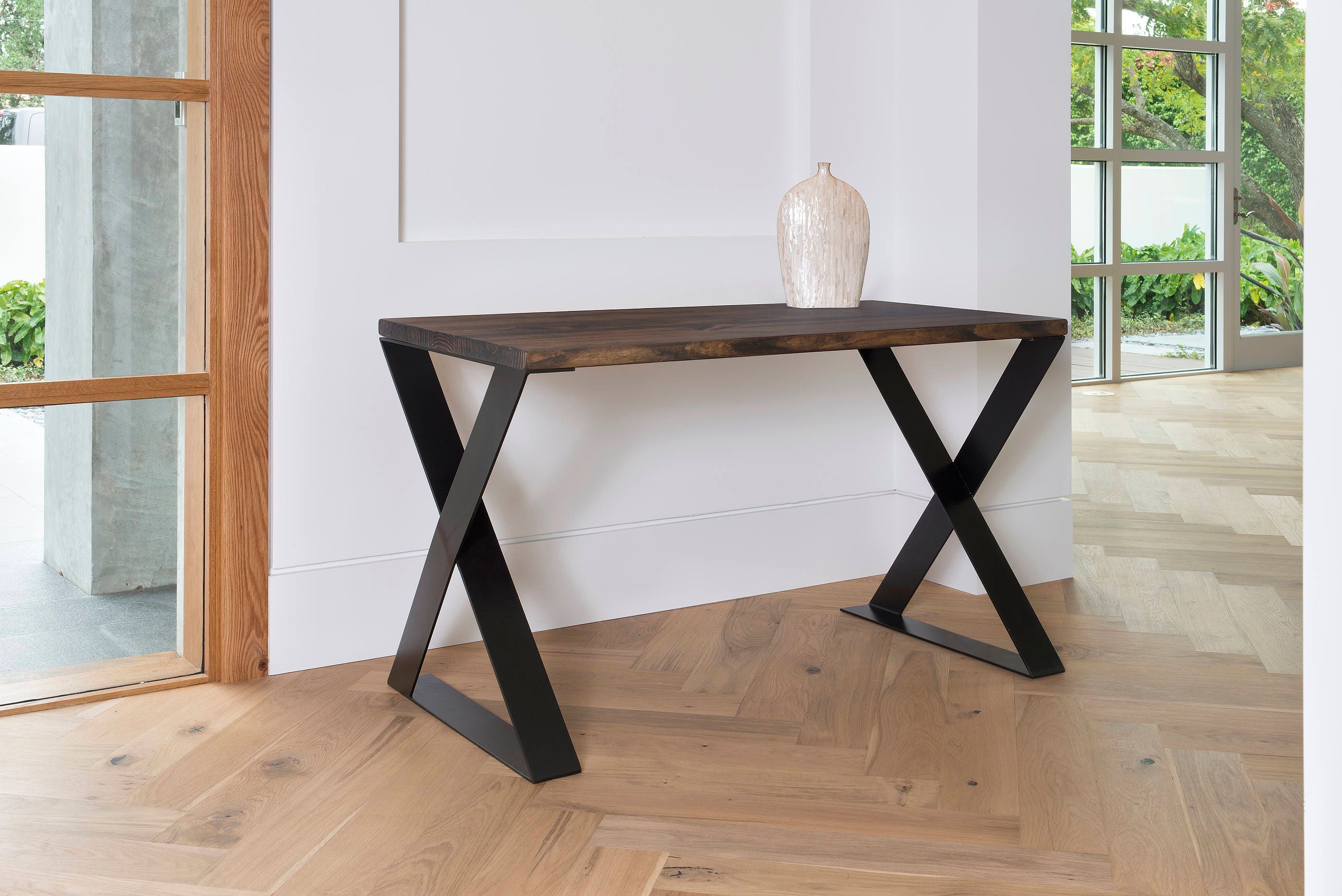Modern Rustic Desk Z Legs X Office Dark Modern Rustic Desk Z Legs X Office Dark Walnut Stained Wood