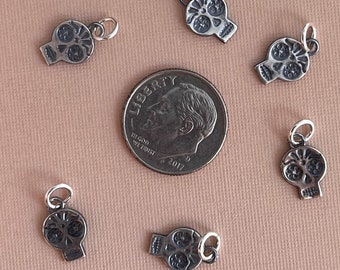 SUGAR SKULL CHARM, Silver Day of the Dead Charm for Earrings, Bracelets & Necklaces