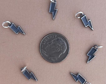 CONCAVE LIGHTNING CHARM, Silver Lightning Bolt Charm for Earrings, Bracelets & Necklaces