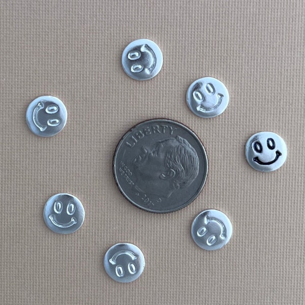 HAPPY FACE, Silver accent for cabochons, Solderable happy face for jewelry making