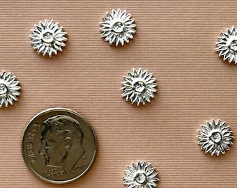 Sunflower, Silver Casting, Solderable accent for jewelry making