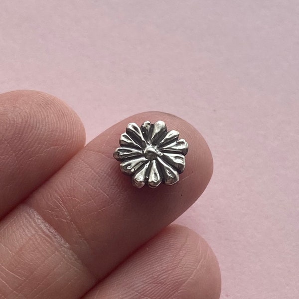 Sterling Silver Cast Flower, 9mm Flower Casting, Jewelry Component
