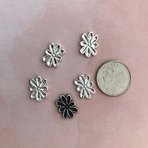 Silver Oval Flower Casting, Flower Charm for Jewelry Making, Solderable Accent