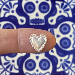 Beaded Heart Casting, Sterling Silver solderable charm, silversmithing supply