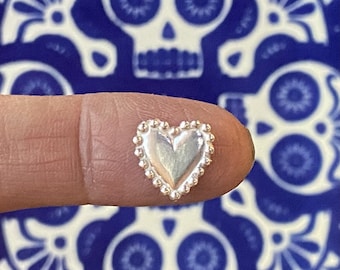Beaded Heart Casting, Sterling Silver solderable charm, silversmithing supply