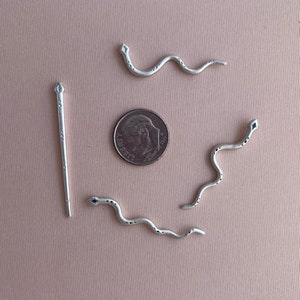 CELESTIAL SNAKE Casting, Solderable Accent for Jewelry Making, Snake Charm, Silversmithing Supplies