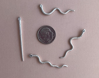 CELESTIAL SNAKE Casting, Solderable Accent for Jewelry Making, Snake Charm, Silversmithing Supplies