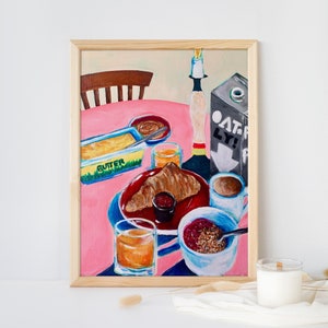Brunch Art/Breakfast Painting/Breakfast Art/Food Still Life/Modern Wall Art/Original Painting Colorful Wall Art Extra Large/Trendy Food Art