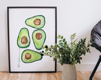Avocado Print/Avocado Art/Avocado Watercolor/Watercolor Avocado/Avocado Painting/Avocado Wall Art/Watercolor Print/Avocado Decor/Wall Art