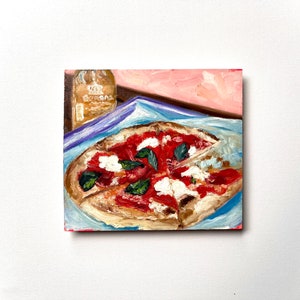 Pizza Wall Art/Pizza Painting/Pizza Art/Margherita Pizza/Food Artwork/Food Still Life/Food Still Life Art/Modern Still life/Small Painting