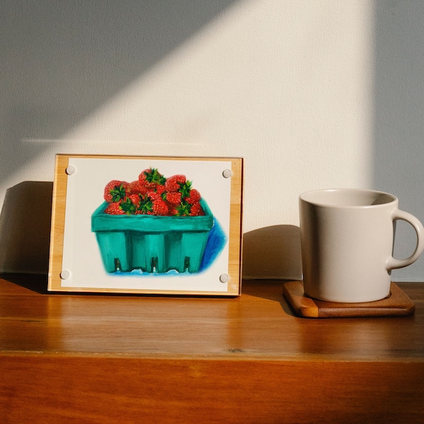 Strawberry Art Print/Strawberry Wall Art /Strawberry Painting/Strawberry Print/Fruit Still Life Painting/Abstract Fruit Painting/Artwork
